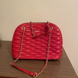 Dkny Red Quilted Leather Bag